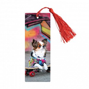 Закладка для книг 3D с линейкой, 150х55мм, ArtSpace "Funny dog", декоративный шнурок, забавный дизайн