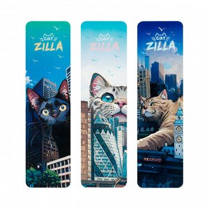 Закладка для книг, 47х176мм, MESHU "CatZilla", ассорти, забавный дизайн с котиками, 1 шт