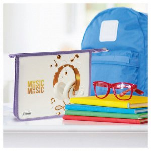 Папка для тетрадей, 1 отделение, А5, ArtSpace "My music", 240х190х40мм, пластик, на молнии, для любителей музыки