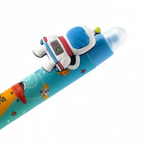 Ручка гелевая стираемая автоматическая MESHU "Space adventure", синяя, 0,5мм, корпус ассорти, с топпером, космический стиль,1 шт