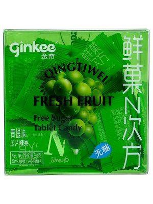 Lotte Леденцы освежающие (Фростиксы) без сахара Ginkee Fresh Fruit со вкусом винограда 30шт, 50г