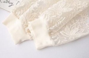 Летний ажурный кардиган на молнии, бежевый