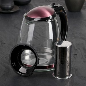 Чайник заварочный «Глянец», с металлическим ситом, 2 л, цвета розовый