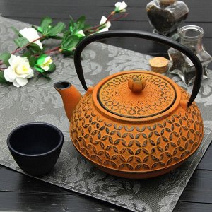 Чайник с ситом 1 л "Лайан", цвет оранжевый