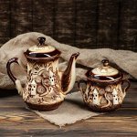 Чайный набор &quot;Замки&quot;, декор, 2 предмета: чайник 0.9 л, сахарница 0.5 л
