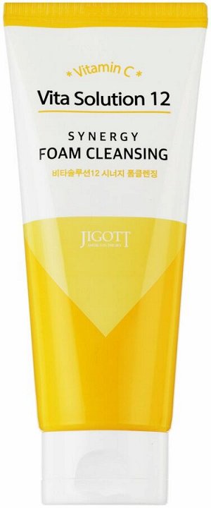 Очищающая пена для лица с витамином C Jigott Vita Solution 12 Synergy Foam Cleansing 180мл