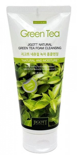 Пенка для умывания с экстрактом зеленого чая Jigott Natural 180мл