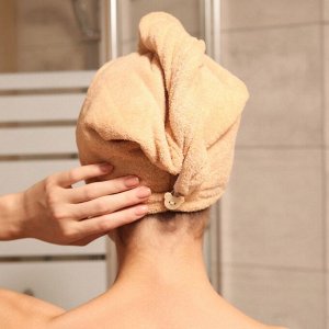 Чалма для сушки волос «Этель», 65x25 см, коричневая