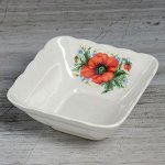 Салатник &quot;Квадратный&quot; маки, белый, 0.3 л