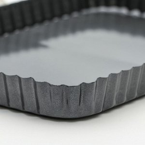 Форма для выпечки Доляна «Жаклин. Рифленый прямоугольник», 31x21x3 см, съёмное дно, антипригарное покрытие