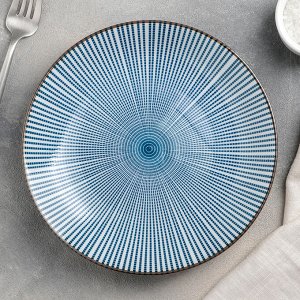 Тарелка пирожковая «Мерцание», d=20,5 см, цвет синий/белый