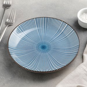 Тарелка керамическая пирожковая «Мерцание», d=20,5 см, цвет синий