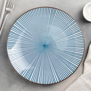 Тарелка обеденная «Мерцание», d=26 см, цвет голубой/белый