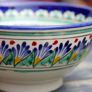 Коса Риштанская Керамика "Цветы" 15 см, малая, синий
