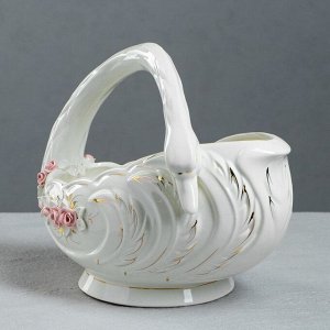 Конфетница "Лебедь", белая, керамика, 22 см