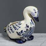 Конфетница &quot;Утка&quot;, роспись, бело-синяя, керамика, 1 л, 17 см