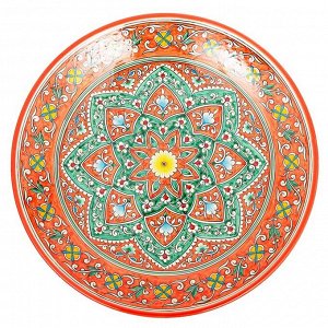 Ляган Риштанская Керамика "Цветы", 42 см, оранжевый