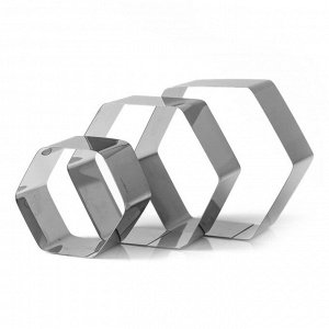 Набор форм для выпечки и выкладки "Шестиугольник", 11х11х5 см, 3 шт