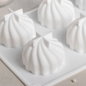 Форма для муссовых десертов и выпечки Доляна «Взбитые сливки», 28?19 см, 6 ячеек, цвет белый