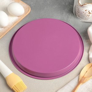 Форма для пиццы Доляна «Флёри», d=24 см, керамическое покрытие, цвет розовый