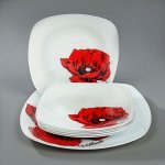Сервиз столовый &quot;Мак&quot;, 7 предметов: 1 шт 27,1 см, 6 шт 20,5 cм, в подарочной упаковке