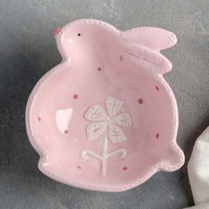 Салатник "ПасХальный кролик", 14Х13 см, цвет розовый
