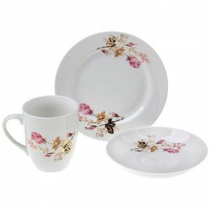 Набор посуды «Голландская роза», 3 предмета: блюдце 15 см, тарелка 17,5 см, кружка 300 мл