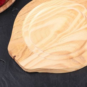 Сковорода «Круг с ручками», d=20 см, на деревянной подставке