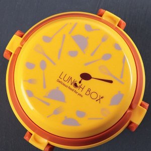 Ланч-бокс круглый "Время перекусить", 2 уровня, с ложкой, цвет МИКС