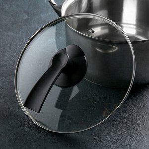 Крышка для сковороды и кастрюли стеклянная JARKO LUX, d=24 см, с пластиковой ручкой