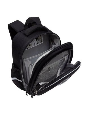 Рюкзак школьный Grizzly, 36x28x20, каркасный, чёрный, RAz-586-15_1