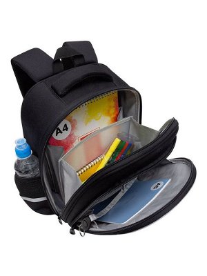Рюкзак школьный Grizzly, 36x28x20, каркасный, чёрный, RAz-586-15_1