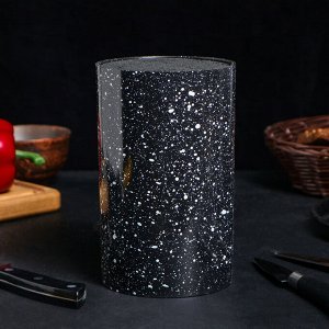 Подставка для ножей с наполнителем Доляна «Зефир», 11x18 см, цвет чёрный