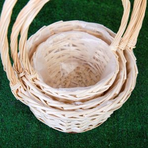 Набор корзин «Плетёнка», 3 шт,( 28x14/45 - 24x13/41 -19x11/37) см, ива натуральная