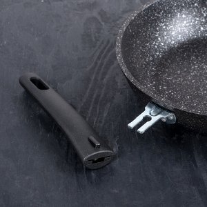 Набор кухонной посуды «Мраморная №3», 6 предметов, стеклянная крышка, съёмная ручка, антипригарное покрытие, цвет тёмный мрамор