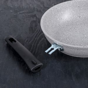 Набор кухонной посуды «Мраморная №4», стеклянная крышка, съёмная ручка, антипригарное покрытие, цвет светлый мрамор