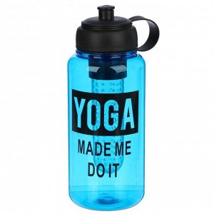 Бутылка для воды 1000 мл Yoga, спортивная, с отсеком для фруктов, поильник, микс, 9х23 см