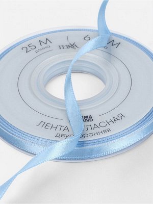 Лента атласная TEIRA, двухсторонняя, 6 мм, 25±1 м, светло-голубая №332