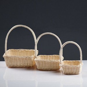 Набор корзин, 3 шт, 24x24x10/30, 19x19x8/26, 17x17x6/19 см, ротанг