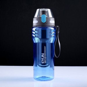 Бутылка для воды 600 мл, эргономичная, колпак-защелка, 23х6.5 см, микс