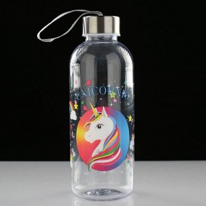 Бутылка для воды "Единорог", 650 мл,  20х7 см, микс
