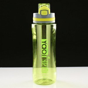 Бутылка для воды 800 мл, спортивная, крышка, с ручкой, микс, 7.5х25 см