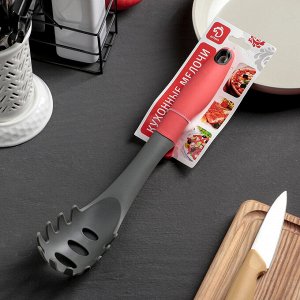 Ложка для спагетти «Редмист», ручка soft-touch, 31 см, цвет красно-серый