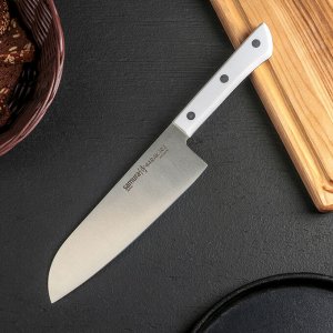 Нож Samura HARAKIRI сантоку, лезвие 17,5 см, белая рукоять, сталь AUS-8