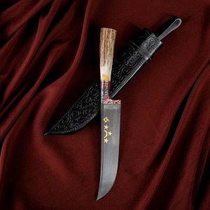 Нож Пчак Шархон, рукоять из рога косули малая, гарда с гравировкой