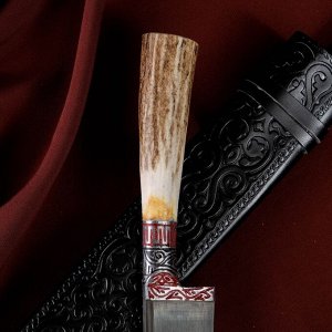 Нож Пчак Шархон, рукоять из рога косули малая, гарда с гравировкой