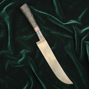 Нож Пчак Шархон малый, рукоять из рога сайгака, гарда с гравировкой
