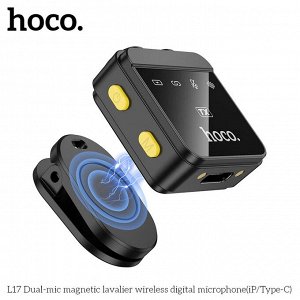 Микрофон петличный двойной для девайсов беспроводной Wireless Microphone HOCO L17 Type-C + iOS Lightning петличка черный