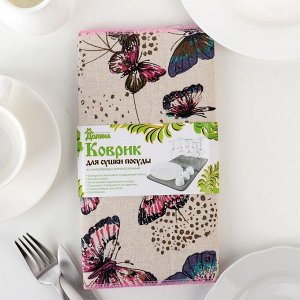 Салфетка для сушки посуды Доляна «Сумеречные бабочки», 25?40 см, лён