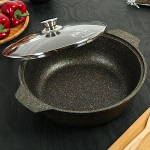 Кастрюля-жаровня Granit ultra original, 3 л, стеклянная крышка, антипригарное покрытие